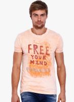 Rookies Orange Printed Round Neck T-Shirt