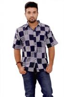 SML Men's Solid Casual Reversible Blue Shirt