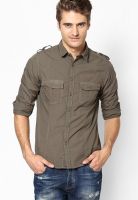 Scullers Grey Slim Fit Casual Shirt