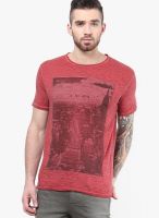 Selected Red Printed Round Neck T-Shirts