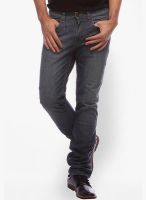 Slub Solid Blue Slim Fit Jeans