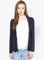 Ten On Ten Blue Solid Shrug