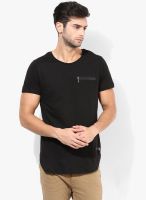 Tiktauli De Corps. Black Solid Round Neck T-Shirt