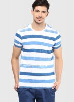 Turtle White Striped Round Neck T-Shirts