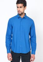 United Colors of Benetton Blue Solid Full Sleeve Poplin Shirt