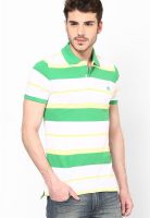 United Colors of Benetton Green Striped Polo T-Shirts