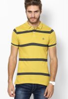 United Colors of Benetton Yellow Striped Polo T-Shirts