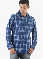 Vintage Blue Check Slim Fit Casual Shirt