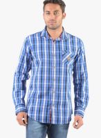Vintage Blue Check Slim Fit Casual Shirt