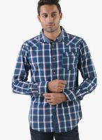 Vintage Blue Check Slim Fit Casual Shirt