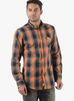 Vintage Golden Check Slim Fit Casual Shirt
