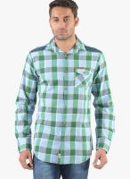 Vintage Green Check Slim Fit Casual Shirt