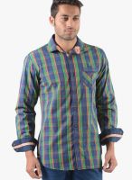 Vintage Green Check Slim Fit Casual Shirt