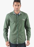 Vintage Green Slim Fit Casual Shirt