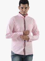 Vintage Pink Linen Slim Fit Casual Shirt