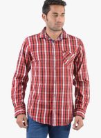 Vintage Red Check Slim Fit Casual Shirt