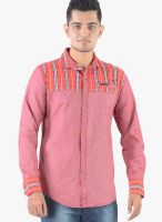 Vintage Red Slim Fit Casual Shirt
