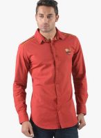 Vintage Red Slim Fit Casual Shirt