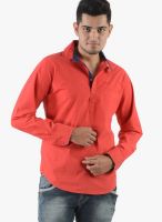 Vintage Red Slim Fit Casual Shirt
