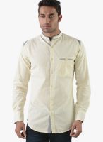 Vintage Yellow Slim Fit Casual Shirt