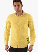 Vintage Yellow Slim Fit Casual Shirt