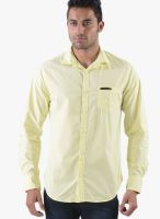 Vintage Yellow Slim Fit Casual Shirt