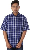 Warewell Men's Checkered Casual Blue Shirt