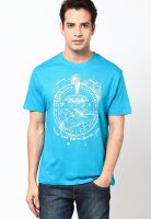 Wrangler Blue Printed Round Neck T-Shirts