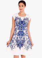 109F White Printed Skater Dress