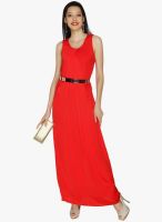 20dresses Red Colored Solid Maxi Dress