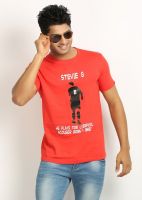 642 Stitches Printed Men's Round Neck Red T-Shirt