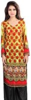 Admyrin Formal Floral Print Women's Kurti(Yellow)