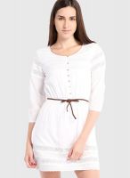 Anaphora White Colored Embroidered Skater Dress