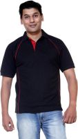 Ashdan Solid Men's Polo Neck Black T-Shirt