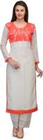 Assemblage Casual Self Design Women's Kurti(White, Orange)