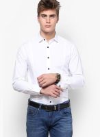 Atorse Solid White Casual Shirt