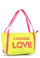 Ayesha Fancy Choose Love Hand Bag In Neon Lemon /Pink