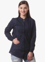 Being Fab Blue Embroidered Shirt