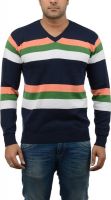 Blue Heaven Striped Men's V-neck Multicolor T-Shirt