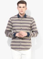 Blue Saint Grey Striper Slim Fit Casual Shirt