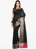 Bunkar Black Printed Cotton Blend Saree