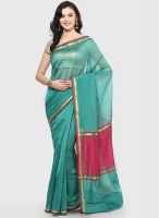 Bunkar Faux Silk Fancy Banarasi Rama Green Saree