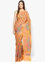 Bunkar Orange Printed Saree