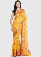 Bunkar Organza Cotton Check Fancy Banarasi Gold Saree