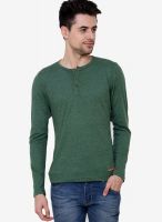 Camino Green Solid Henley T-Shirt