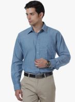 Cotton County Premium Blue Solid Slim Fit Casual Shirt