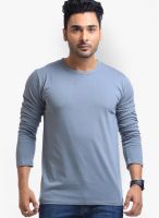 Cult Fiction Grey Solid Round Neck T-Shirts