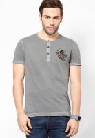 Ed Hardy Grey Henley T-Shirt