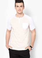 FREECULTR Beige Solid Henley T-Shirts