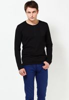 FREECULTR Black Solid Henley T-Shirts